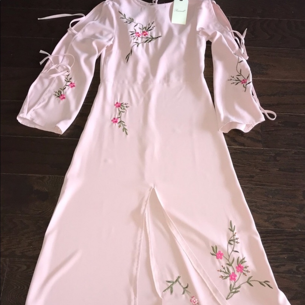 Pink embroidered dress